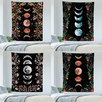 

Psychedelic Moon Starry Tapestry Flower Wall Hanging Room Sky Carpet Dorm Tapestries Art Home Decoration Accessories