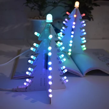

DIY Christmas Tree kit Colorful Easy Making LED Light Acrylic Christmas Tree with Music Electronic Learning Kit Module Toys Gift