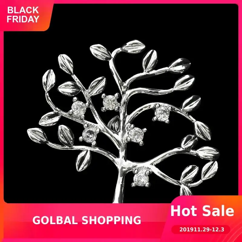 

Mini Vintage White Rhinestone Plant Brooch Pin Silver Stem with Leaves Garden Brooches for Spring Jewelry Women Broche Gift