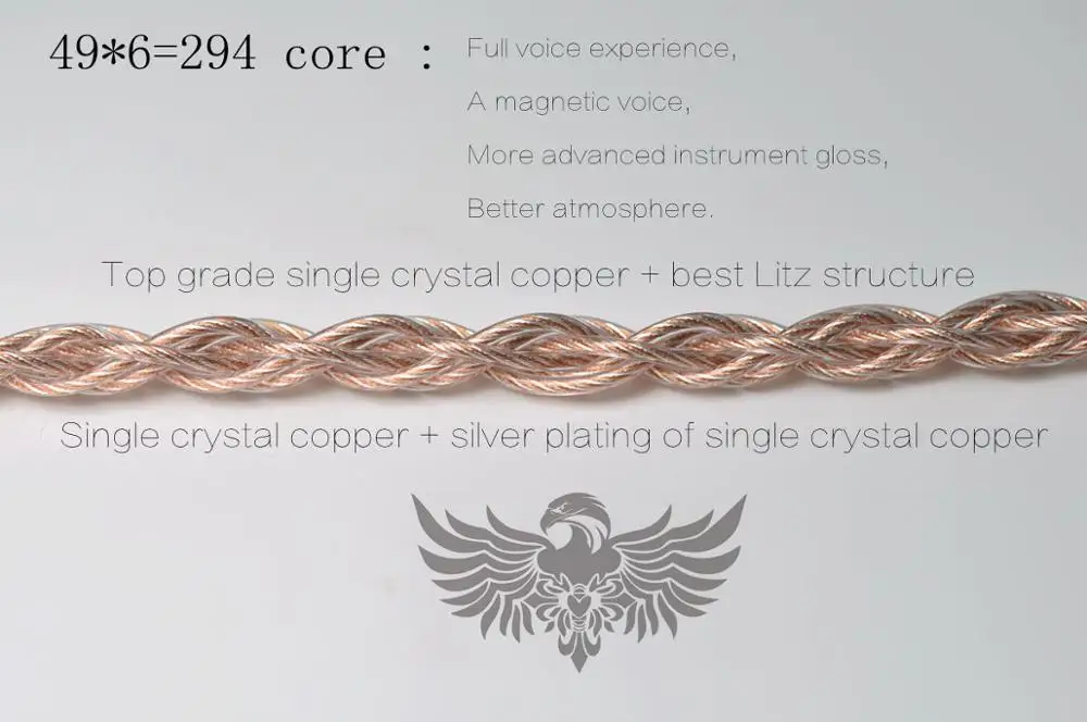 Высококлассная Одиночная кристальная медь+ Одиночная кристальная медь Гальваническое серебро 49 Высокая спецификация Litz структура MMCX 0,78 - Цвет: 6 core