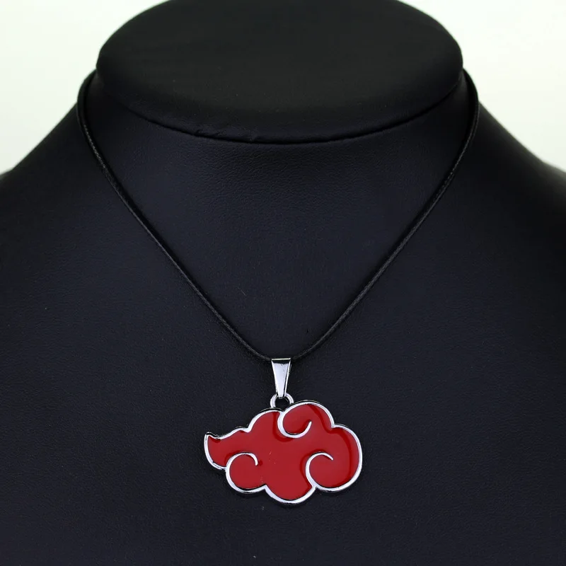 

Anime Cartoon Naruto Akatsuki Red Cloud Logo Necklace Uchiha Obito Itachi Metal Necklaces Pendants For Fans Figure Toy Doll Gift