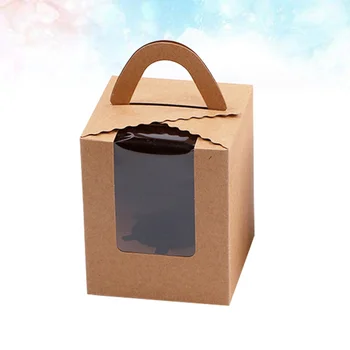 

50pcs Portable Single Cavity Cupcake Box with Window Insert Cupcake Containers Holder Party Favors for Home Dessert Shop (Kraft