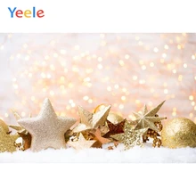 Рождественский золотой шар звезда дерево светильник боке звезда Зимний снег фейерверк фон год фотография фон для фотостудии