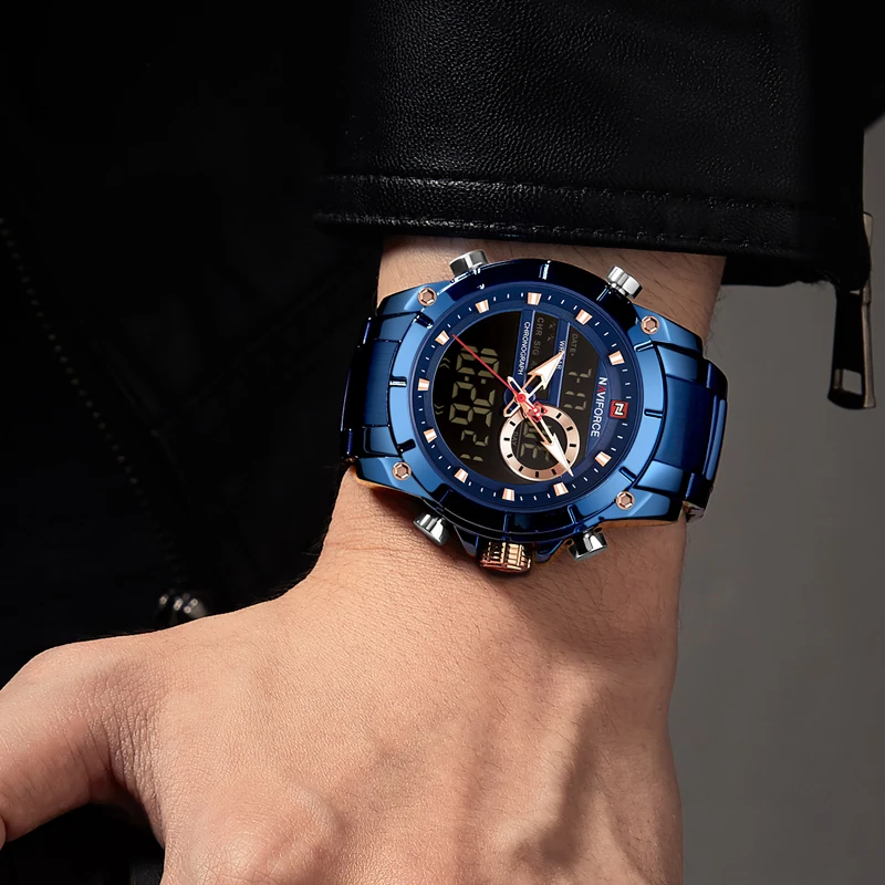 Новинка NAVIFORCE Топ люксовый бренд мужские часы кварцевые мужские часы дизайн спортивные часы водонепроницаемые наручные часы из нержавеющей стали Reloj Hombre
