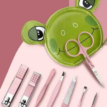 

8pcs/set cute Cartoon outsourcing Nail Cutter Pedicure Set Rose Gold Stainless Steel Nail Clipper Portable Travel Hygiene Kit