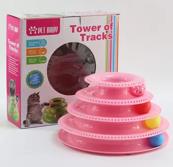 

NEW ARRIVAL Pet Interactive toys cat four-layer turntable pet puzzle play track tower cat toy plate new