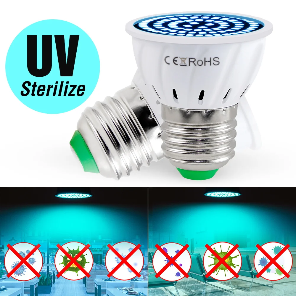 

MR16 UVC LED Sterilizer Lamp GU10 Virus Germicidal LED UV Light E27 Ultraviolet Disinfection Bulb E14 LED Bactericidal Lamp B22