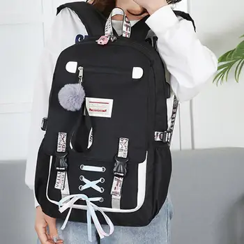 

Fashion School Bag Leisure Backpack USB Charging Hiking Teenagers Both Shoulders with Lock Travel Backpack Laptop Backpacks