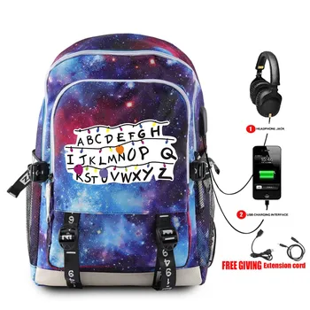 

Stranger Things Multifunction USB Charge Backpack Travel Canvas Student Backpack School Bags Boys Girls Fashion Starry Backpack
