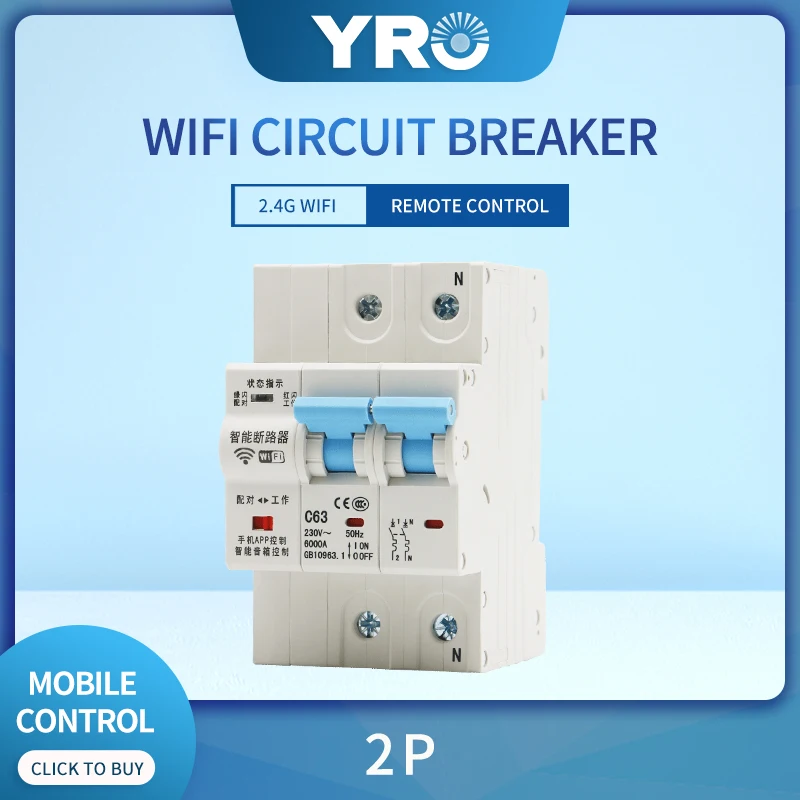 

2P 230V 63A пульт дистанционного управления Wi-Fi Умный выключатель MCB для Tuya Smart Life APP Alexa Google Home
