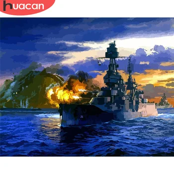 

HUACAN Paint By Number Boat Hand Painted Painting Art Gift DIY Pictures By Numbers War Kits Drawing On Canvas Home Decor