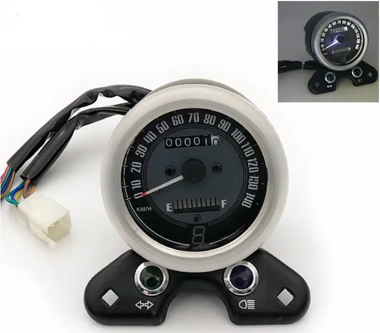 

LED Digital Retro Motorcycle Speedometer with USB phone charger Odometer Speed Fuel Gauge Turn Light Indicator For CG125 GN125
