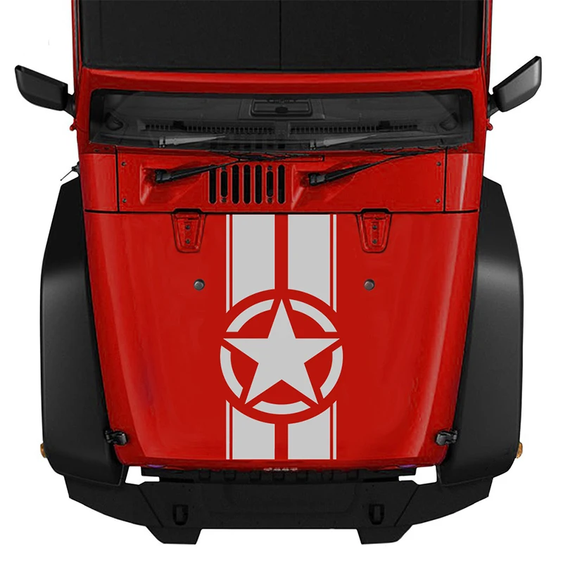 

RuleMylife Star Military Stripes Decal Vinyl Hood For JEEP Wrangler And All Other 4x4 Models Accessories Decoration