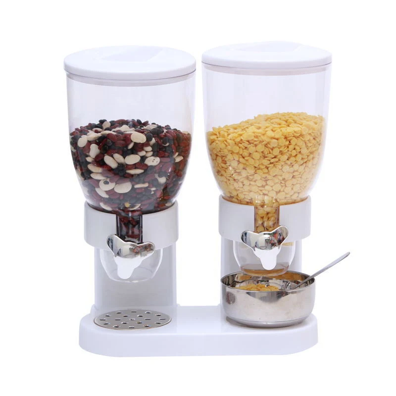 Double Cereal Dispenser Dry Food Storage Container Dispenser Machine airtight