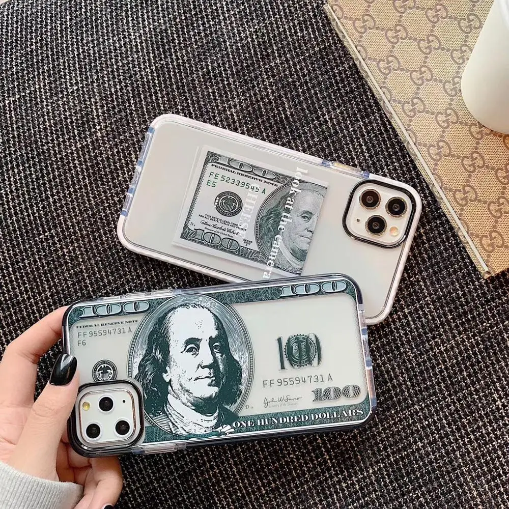 Для iPhone 11 Pro Max пластиковый мягкий чехол деньги наличные доллар Прозрачный для 7 8