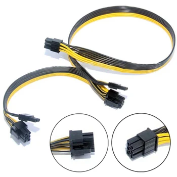 

18AWG 60+20CM Dual 6pin to 6+2pin PCI-E Power Cable For Macbook Pro Video Card Pure copper tin plated Graphics Card Power Cord