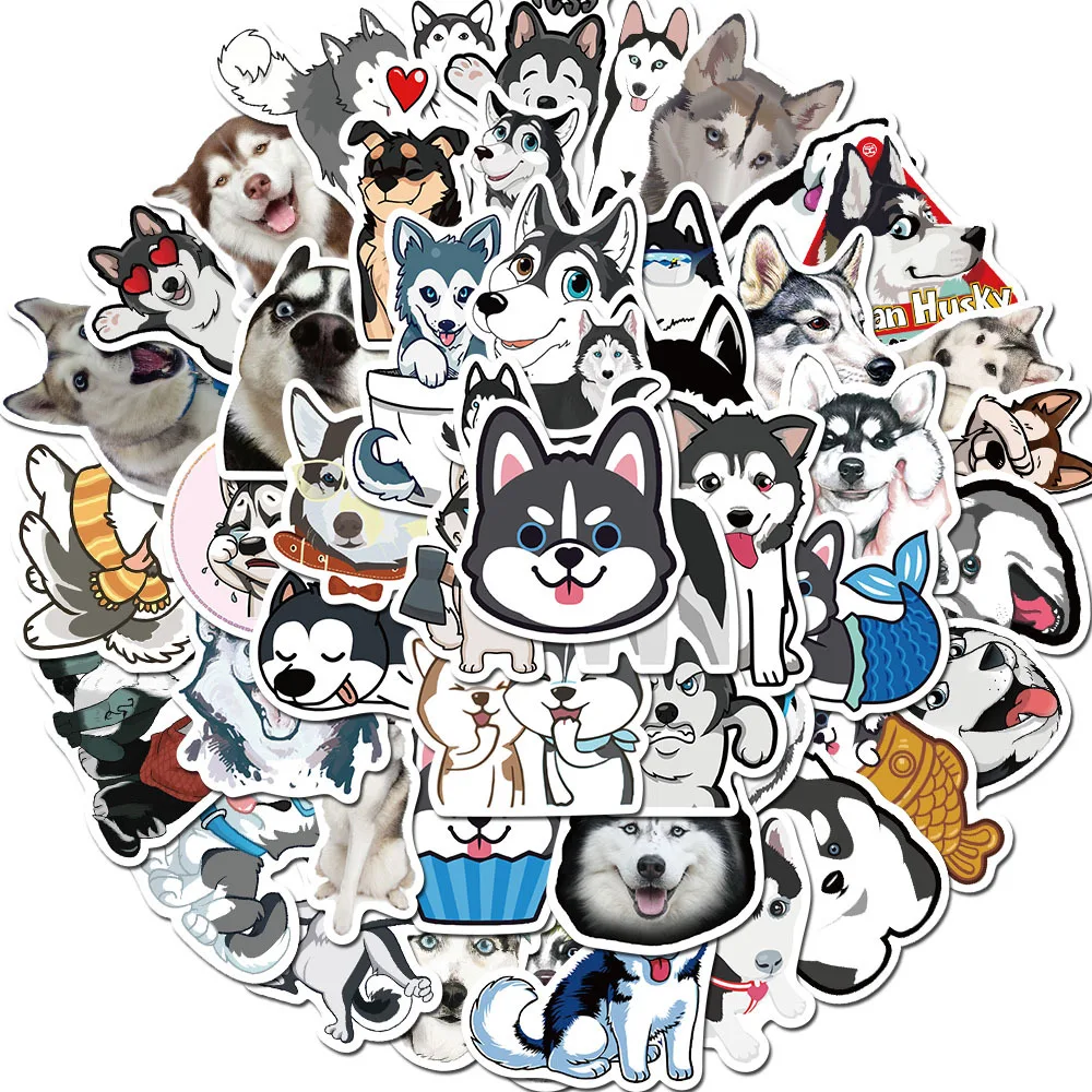 50 Pcs Adesivi Per Cani Husky Pet Carino Bagagli Notebook Computer Tazza Laptop Impermeabile Moto Skateboard Adesivi Fai Da Te
