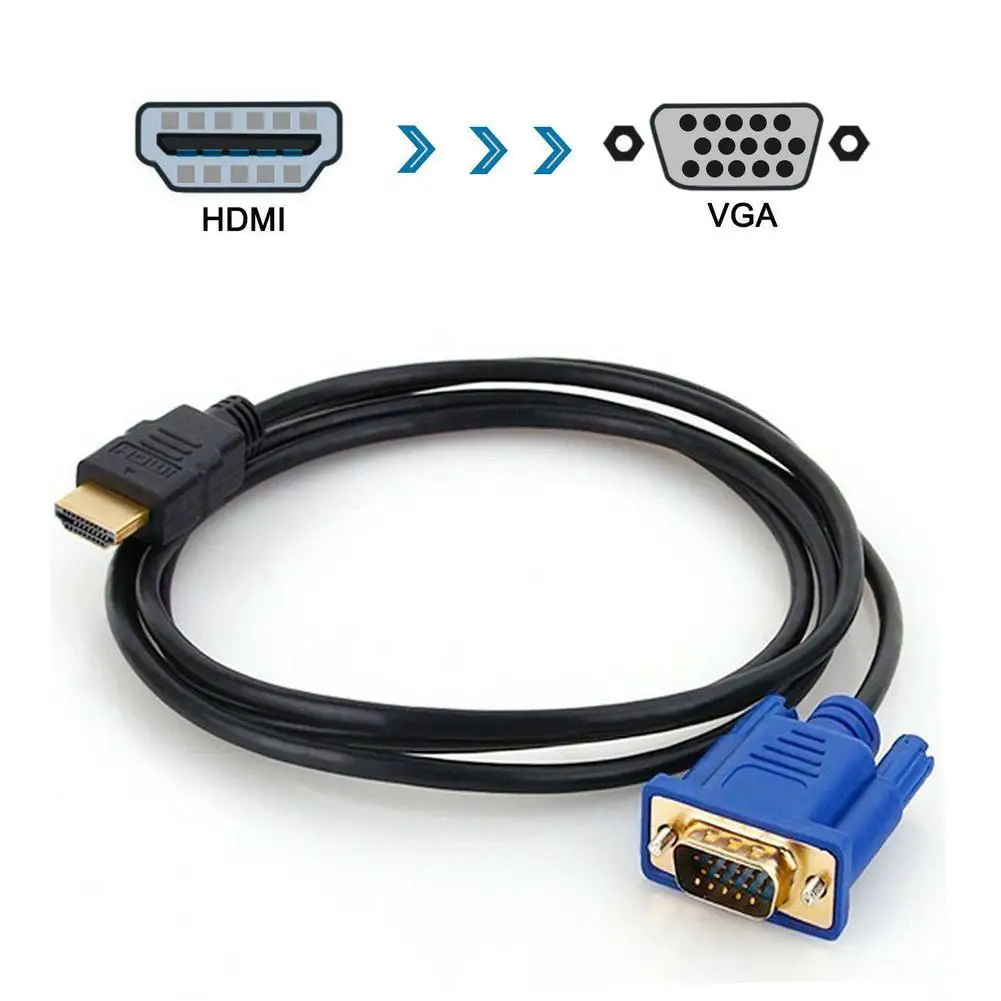 2020 Новый 1 8 м кабель HDMI штекер переходник на гнездо VGA HD 15 мужской 15Pin адаптер Cable1080P