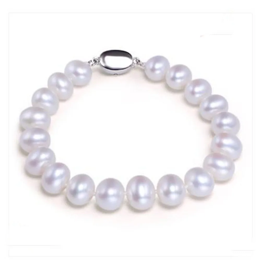 

YKNRBPK White Natural Pearl Bracelets for Women Handmade Fine Jewelry Gifts 8-9MM Freshwater Pearl Bracelets Jewelry