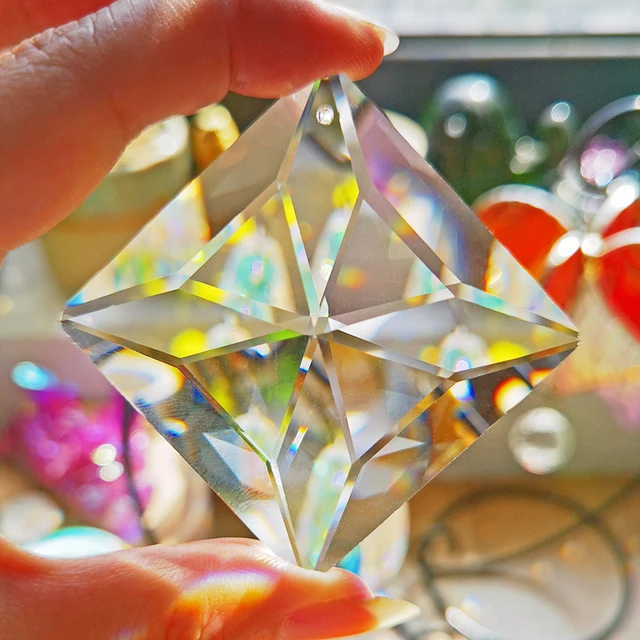 H & D 50 Mm -Es Függő Arcú Kristályok Napsütő Dísz Ablak Prizmák Szivárványkészítő Csillár Medál Karácsonyfa Dekoráció Ajándék - Image 3