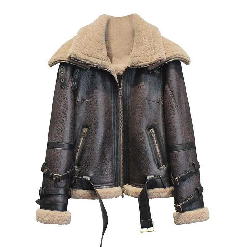ZURICHOUSE Genuine Leather Winter Jacket Women