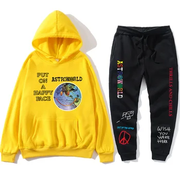 

TRAVIS SCOTT ASTROWORLDtracksuit survetement homme fashion letters ASTROWORLD HOODIEstreetwear + pants men's pullover sweatshirt