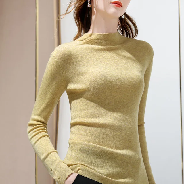 

Women t-shirt Slim Autumn Winter Solid color Long sleeve Tops Tees Turtleneck Sexy T-shirt Women AL50190