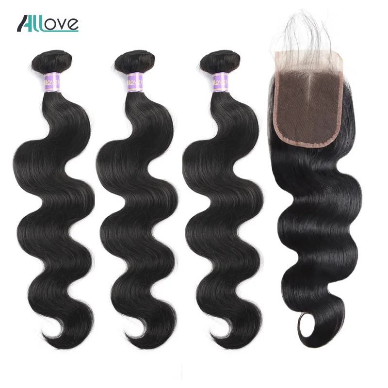 

Brazilian Body Wave Sew in With Closure 100 Human Hair Bundles with Closure 2/3 Bundles and Closure Deals Allove Non Remy Hair