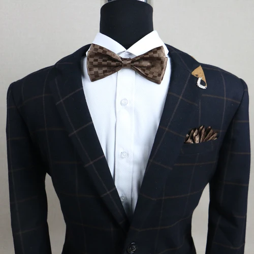 Brown Bow tie I-Remiel британский стиль мужской галстук-бабочка для формального костюма костюм рубашка аксессуары мужской свадебный жених галстук-бабочка с цветочным узором+ карман набор - Цвет: Brown Bow tie