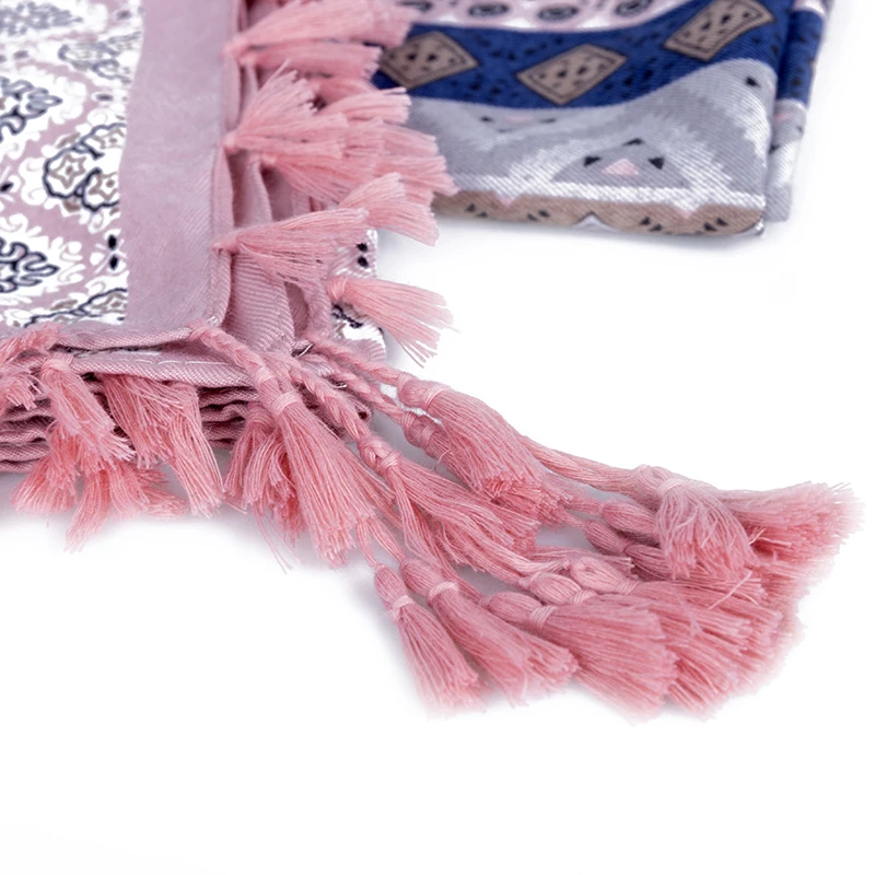 Модный женский Шарф Большие шали цветочный принт этнический треугольник кисточкой теплый зимний шарф женский роскошный бренд платок шарфы