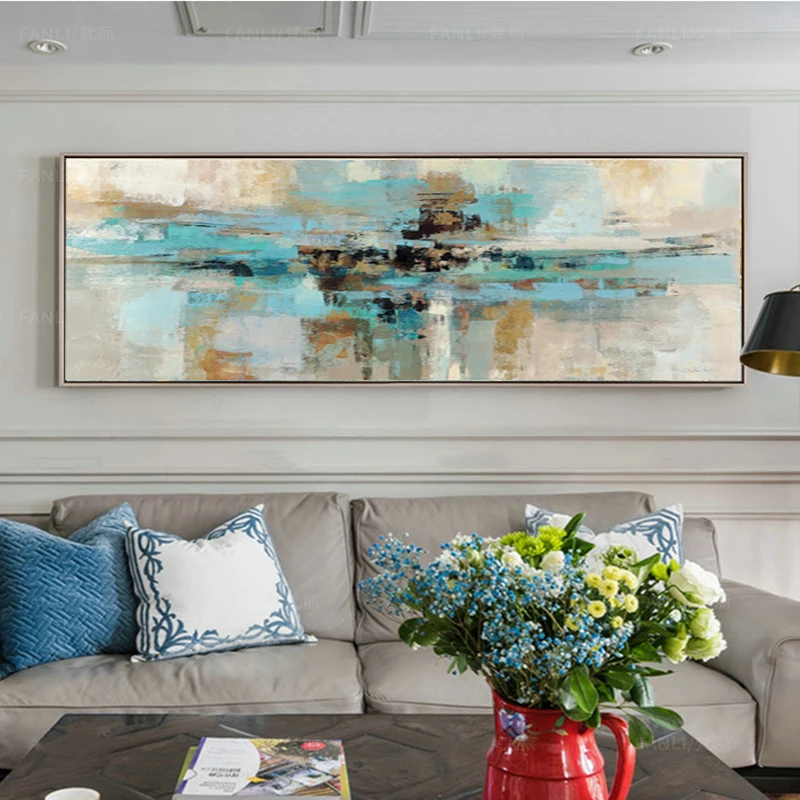 

Large Size Abstract Art Blue Wall Painting On The Wall Pictures For Living Room Modern Art Print Decorative Pictures No frame