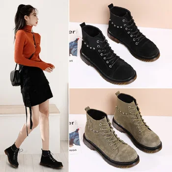 

Martin boots female British style 2020 new short boots wild winter plus velvet matte handsome women's boots