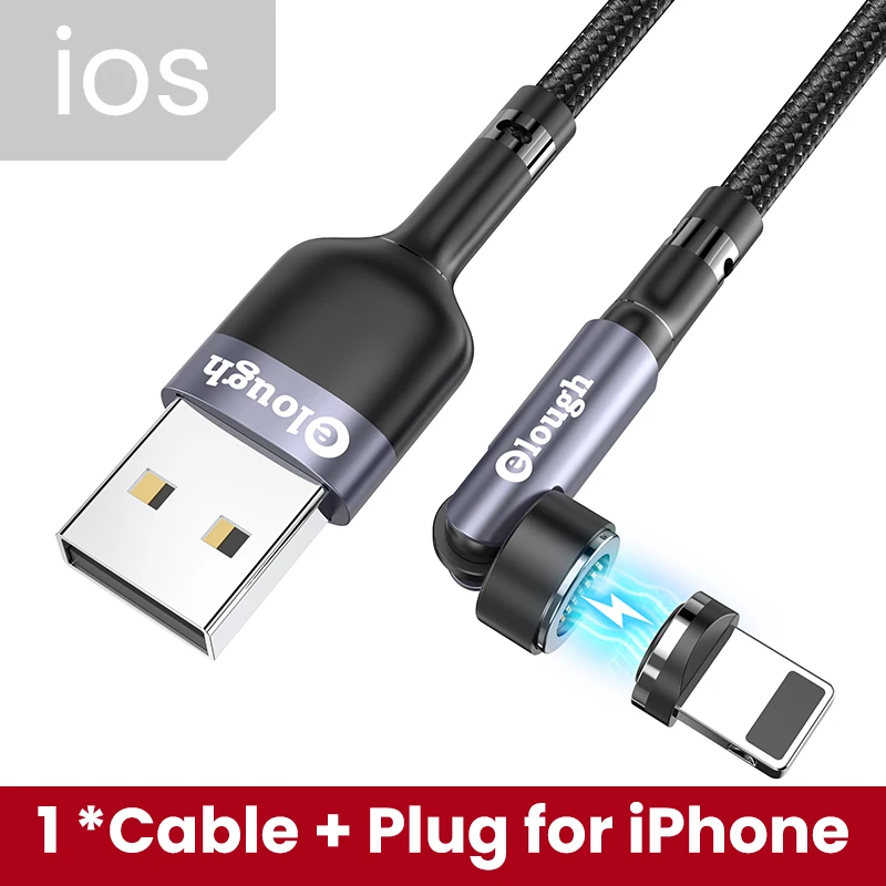 best iphone cable Elough 540 Magnetic Cable 3A QC3.0 Fast Charging Micro USB Type C Cable For iPhone Xiaomi Magnetic Charger Phone Cable Data Cord iphone charger adapter Cables