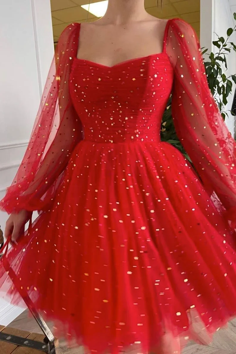 Wine Red Sequin Homecoming Dress Long 
