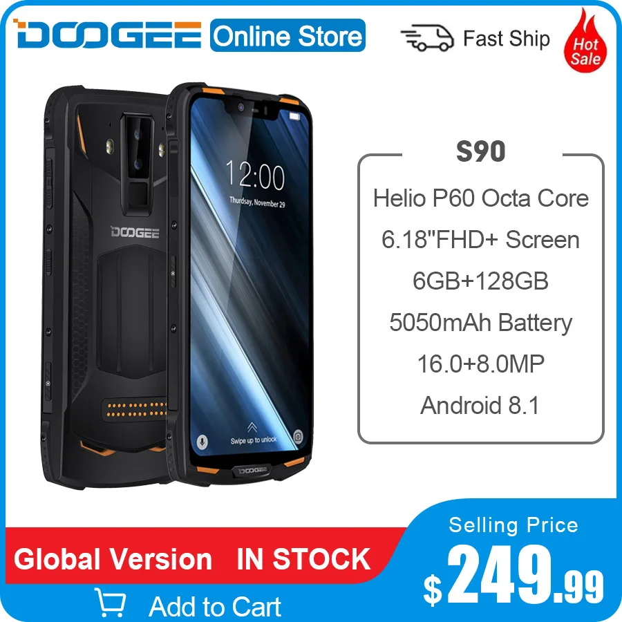 Модульный усиленный телефон DOOGEE S90 6 18 дюймовый дисплей 5050 мАч Helio P60 восемь ядер