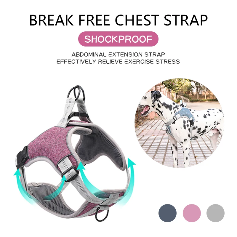 Reflective Pet Dog Harness Vest Soft Breathable Adjustable Harness For Small Medium Dogs Outdoor Training Walking Pets Supplies