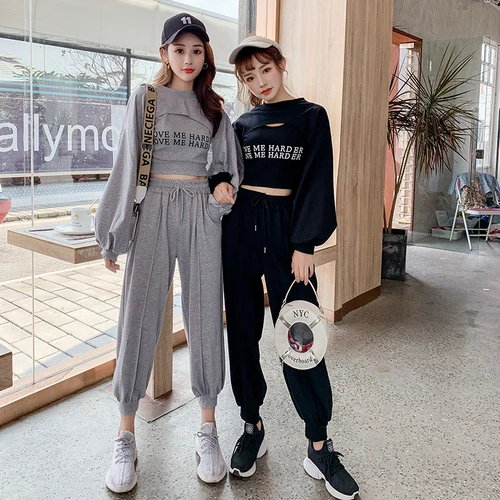 

Casual O-neck Women 2 Pieces Tops And One Piece Pants High Waist Chic Tracksuits Sexy Ensemble Femme Survetement