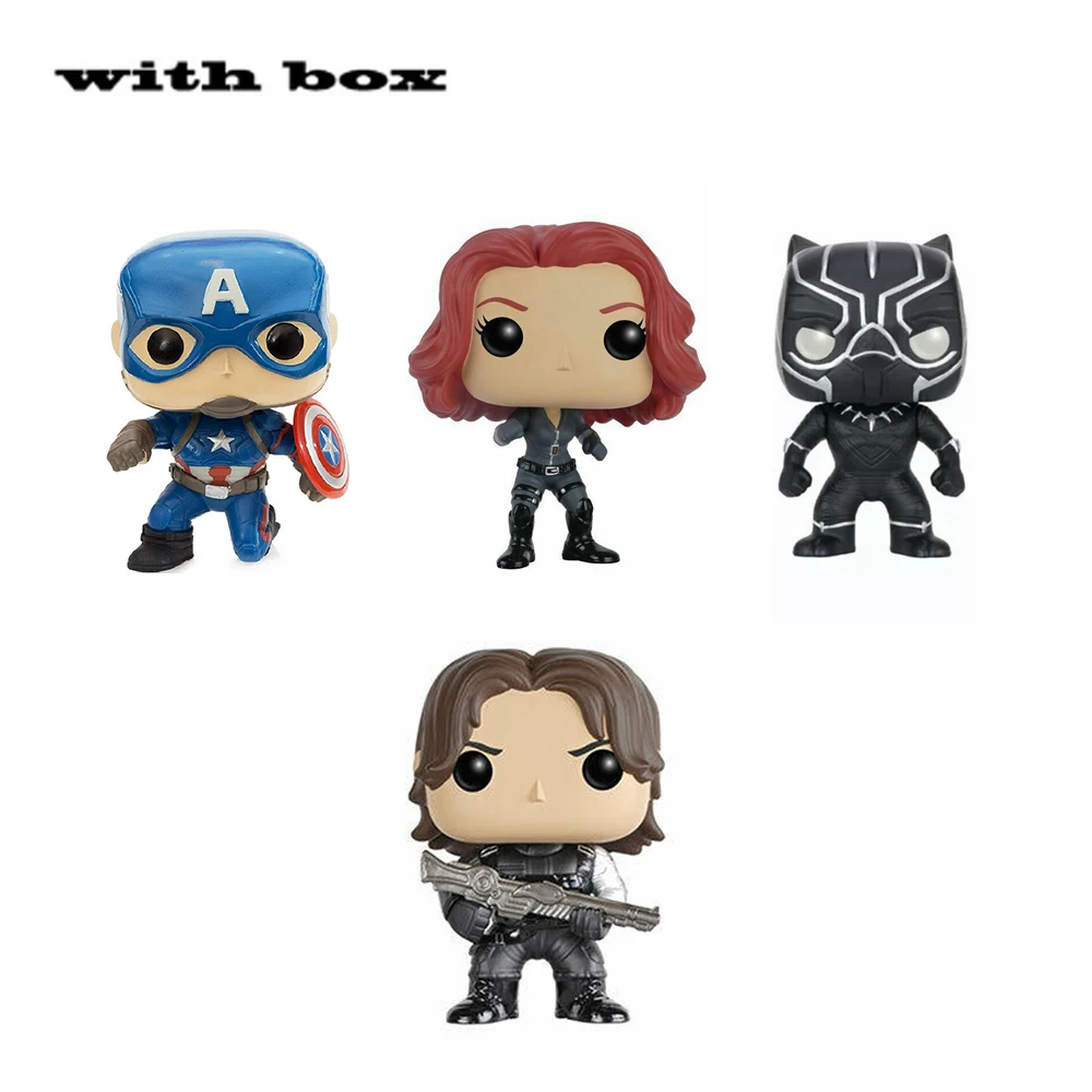 

NEW Captain America Black widow Winter Soldier BLACK PANTHER with box Figure POP Toys Collection model toy for children