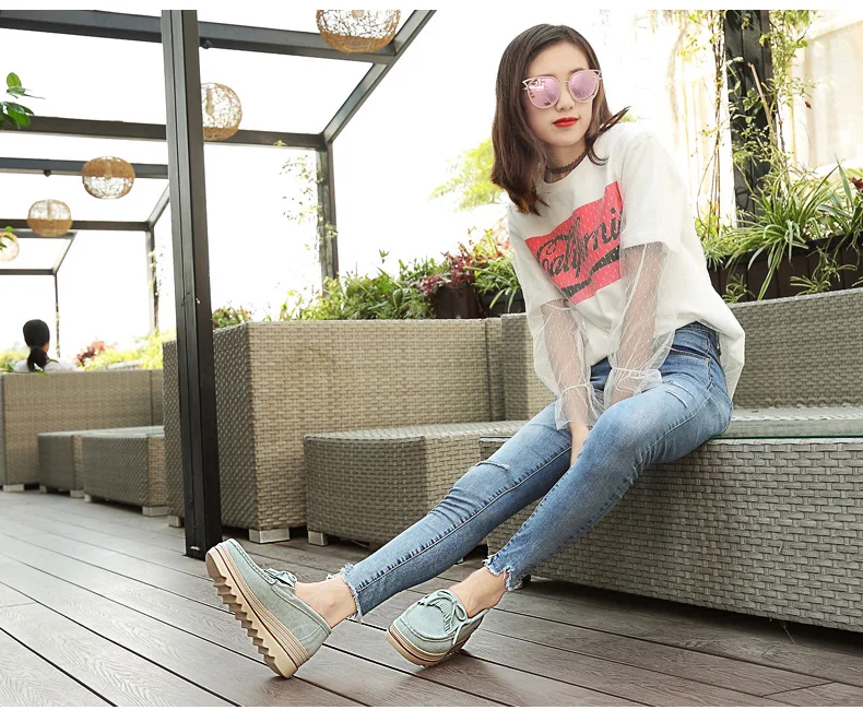 pring Women Flats Shoes Platform Sneakers Slip On Flats Leather Suede Ladies Loafers Casual Shoes Women loafers shoes Large size