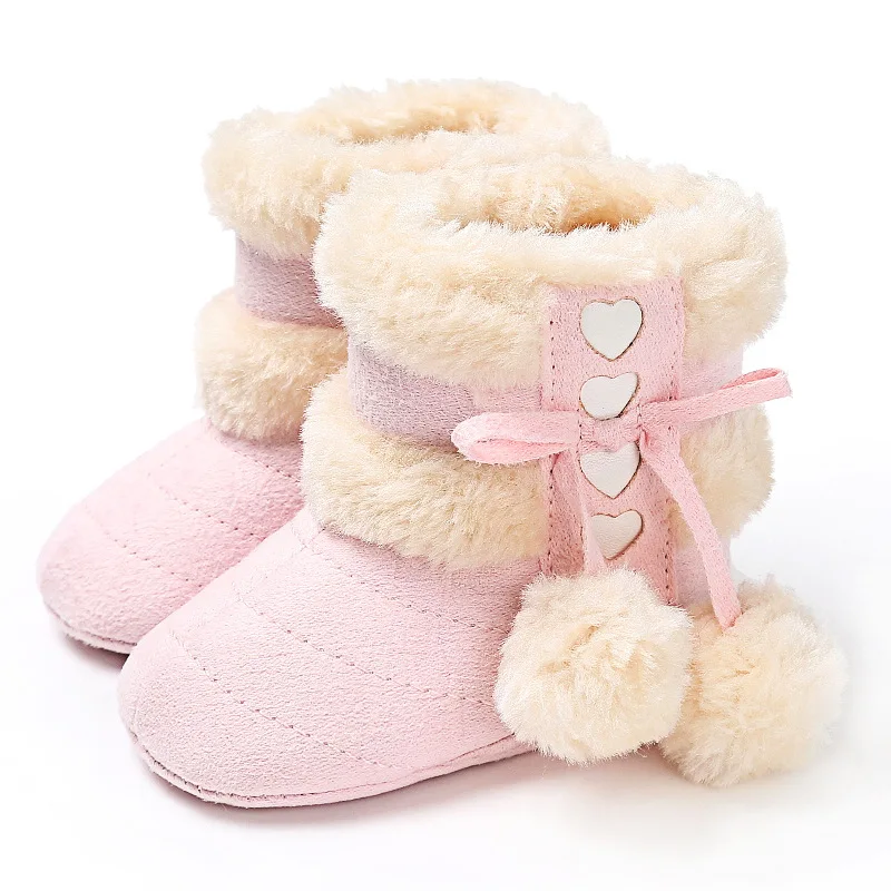 DOGEEK/Новейшая зимняя детская обувь; ботинки для младенцев; Теплая обувь из искусственной шерсти для девочек; Детские ботиночки из овчины для мальчиков; меховая обувь для новорожденных - Цвет: Light pink a