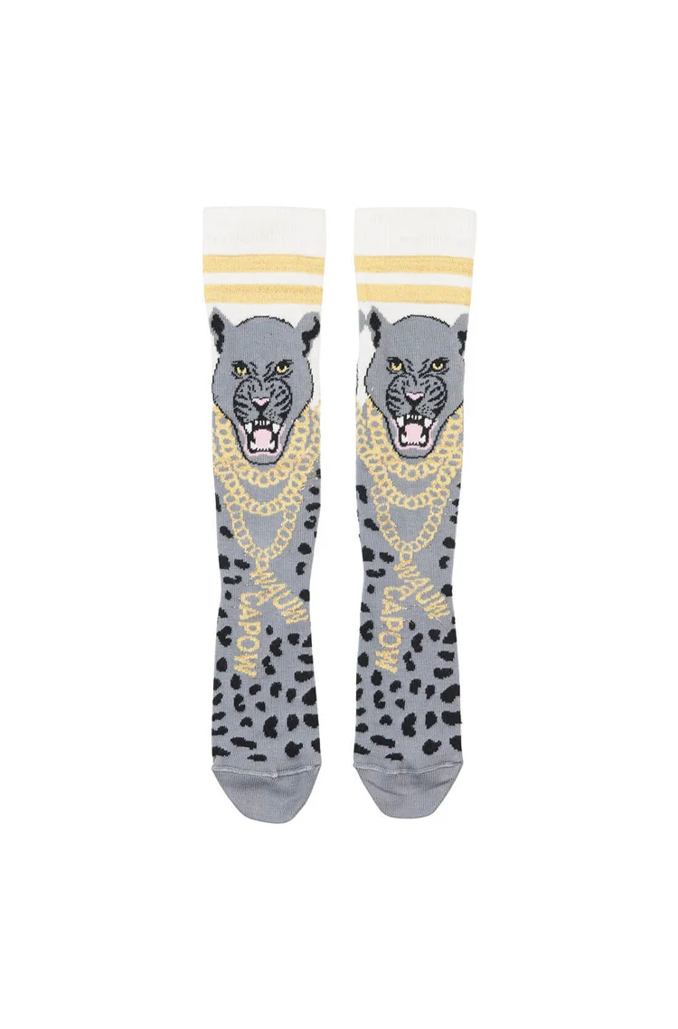 Гольфы для мальчиков и девочек носки для маленьких девочек Гольфы с леопардовым принтом хлопковые зимние носки Cicishop - Цвет: Синий