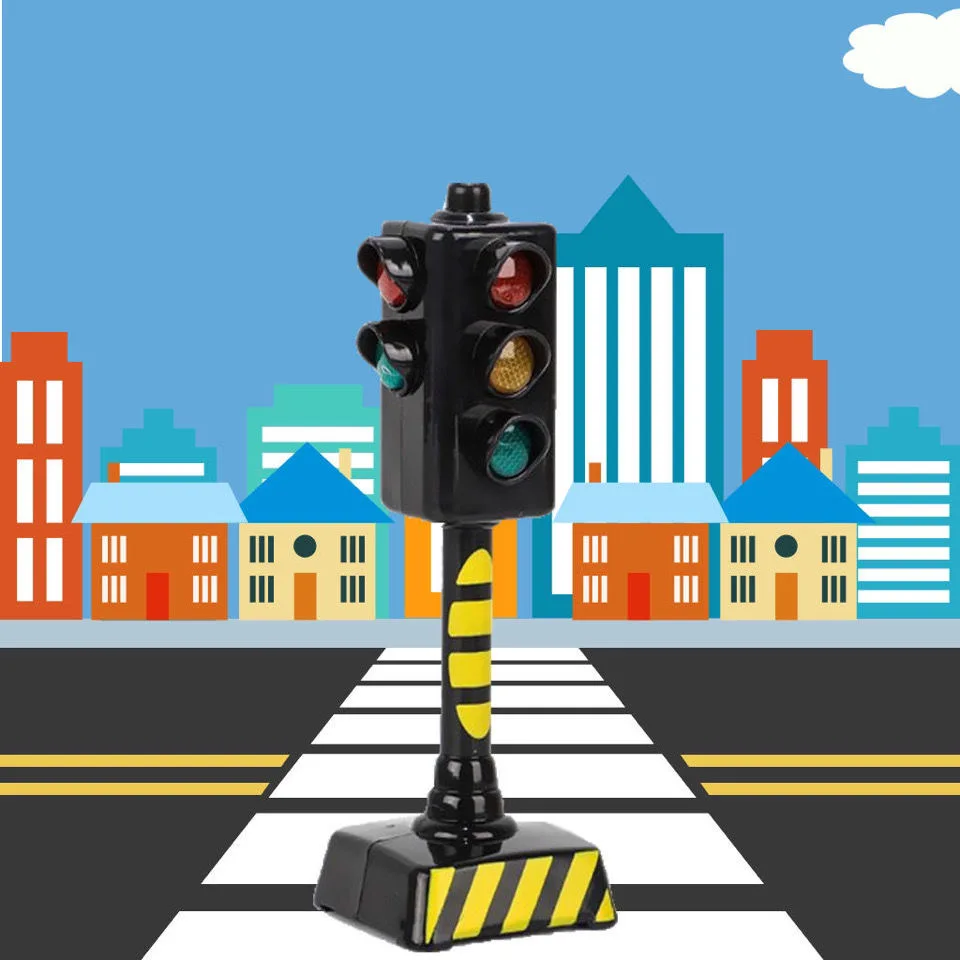 Mini traffic light toy traffic signal light model simulation road scene early education interactive toys pull back car 6pcs 2