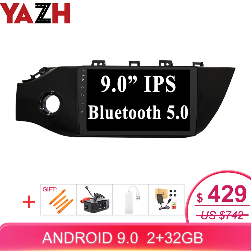 Автомагнитола YAZH для Kia RIO K2 2017 (Россия) Android 9 0 Pie GPS с экраном дюйма IPS/1024*600 HD/ SWC/OBD