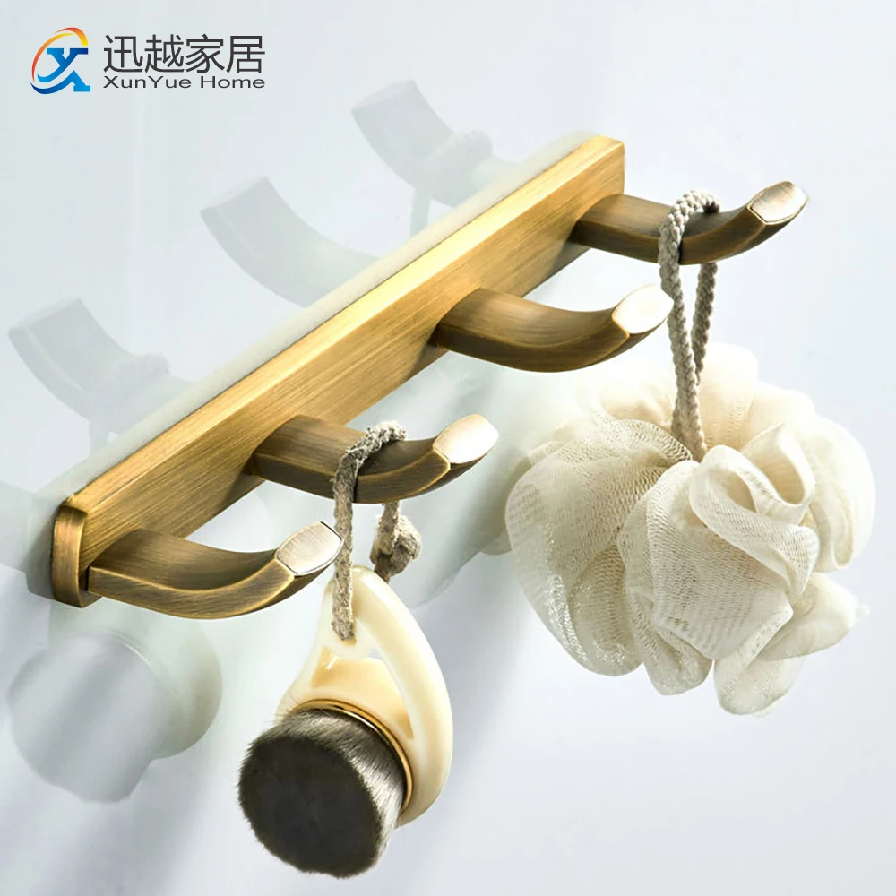 

Copper Robe Hook Antique Color Wall Clothes Hanging Style New Simple Row Porch 4 Hooks Coat Hanger Bathroom Hardware 00RH0207