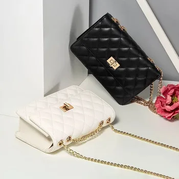 

Genuine leather handbags 2020 fashion new female trend rhombus chain shoulder messenger small square bag leather handbags