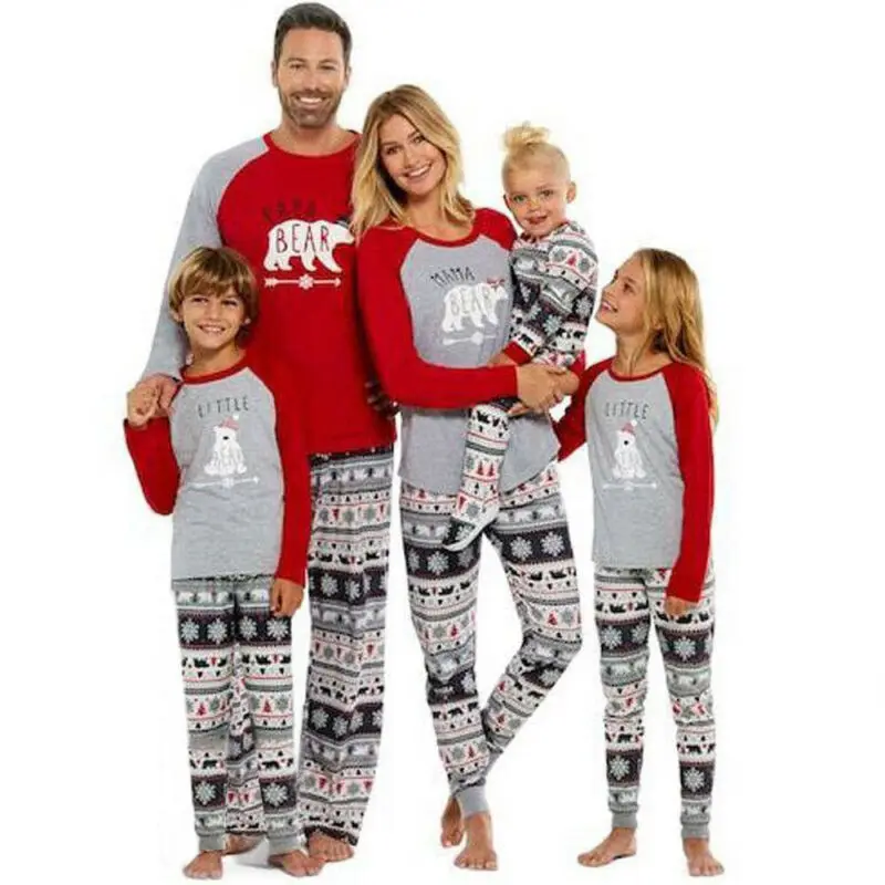  XMAS Family Matching Christmas Long sleeve Pajamas Set Xmas Women Man Baby Kids Sleepwear Nightwear