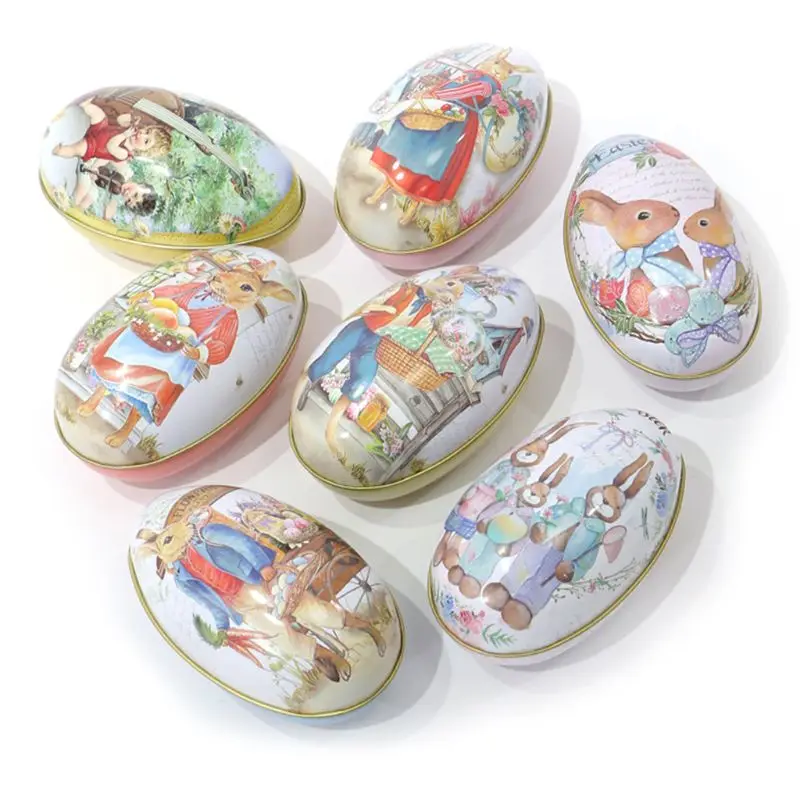 

Retro Easter Rabbit Bunny Tin Box Jar Tea Candy Jewelry Coin Storage Container