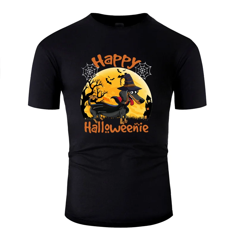 Печатная дышащая happy halloweenie собаки породы такса футболка "Влюбленные" тренд унисекс футболка против морщин свободные хип хоп