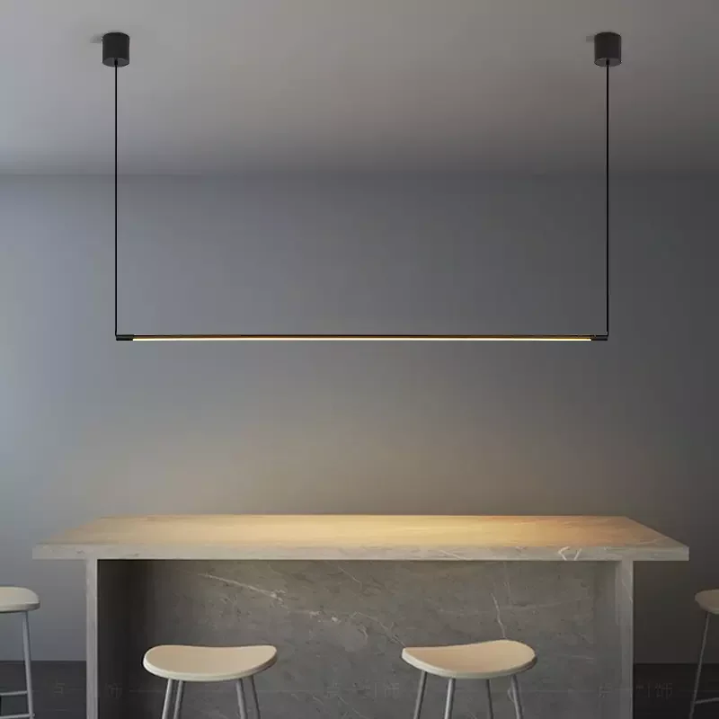 Luminária pendente minimalista com faixa de led, lâmpada de led linear