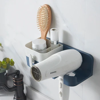 

Bathroom Wall Plastic Hair Dryer Organizer Holder Sundries Cosmetics Shelf Storage Rack Comb Toothbrush Hanger Shelves 3 Colors